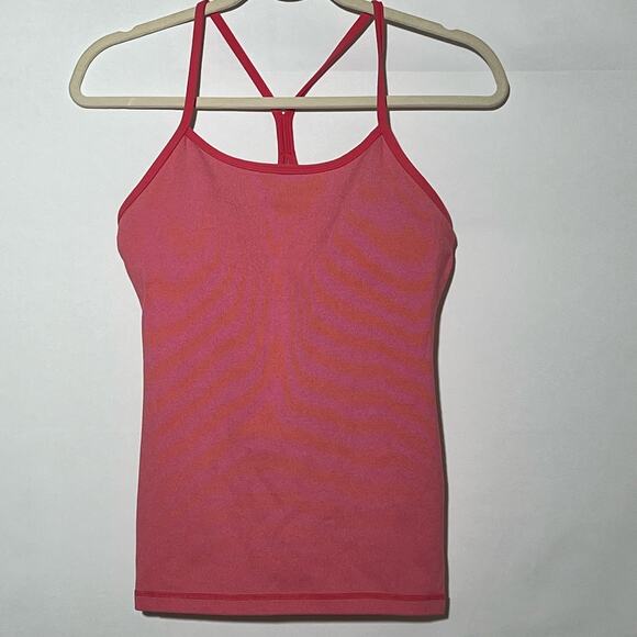 Lululemon Tops - Lululemon Power Y Tank Top Coral Pink Stripe Striped Women’s Size 6
